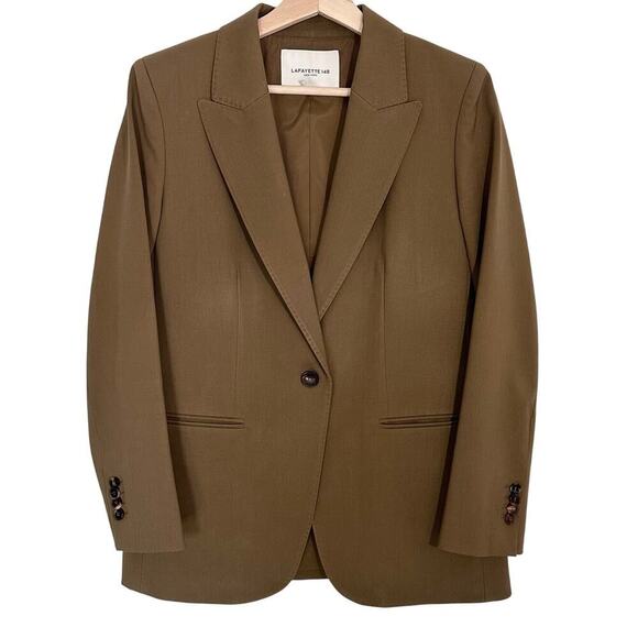 Lafayette 148 New York Whitney Wool Blend Blazer | Brown Green | SZ 4 - Picture 3 of 11